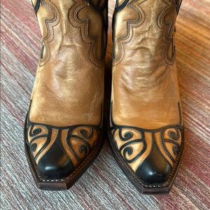 Dan Post Tan and Black Heeled Boots reposting too if for me